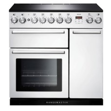 Range Cooker Electric Induction 900 mm Rangemaster Nexus 90 White finish chrome trim