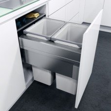 Pull Out Waste Bin 450 mm Vauth-Sagel VS ENVI Space XX Pro S / Pro With synchronised over extension runners For cabinet width 450 mm depth 476 mm 2x 32 litres - silver