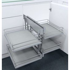Pull Out Corner Unit Complete Set Premea Solid Base Baskets Vauth-Sagel VS COR Flex For cabinet width 1000 mm for door width 500 mm premea grey solid base silver wire baskets