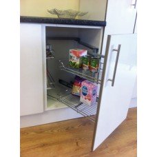Pull and Swing Corner Storage Unit with Four Linear Silver Wire Baskets For cabinet width 1000 mm for door width 500/600 mm left handed