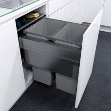 Pull Out Waste Bin 500 mm Vauth-Sagel VS ENVI Space XX Pro S / Pro With synchronised over extension runners For cabinet width 500 mm depth 476 mm 2x 32 litres - lava grey