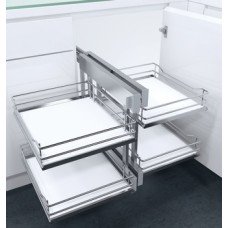 Pull Out Corner Unit Complete Set Premea Solid Base Baskets Vauth-Sagel VS COR Flex For cabinet width 900 mm for door width 450 mm premea white solid base chrome wire baskets