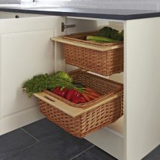 Wicker Basket Set Two Baskets with Runners for Cabinet Widths 500-600 mm Natural wicker For cabinet width 500 mm frame width 420 mm beech frame and runners natural (brown) wicker baskets
