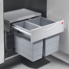 Pull Out Waste Bin 1 x 12 and 1 x 18 litres Tandem Hailo Installation behind hinged doors For cabinet width min. 500 mm