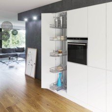 please look Centre mounting height adjustable For cabinet width 300 mm basket width 230 mm installed height 1900-2140 mm 5 baskets included