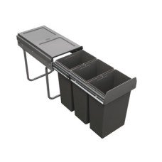 Pull Out Waste Bin for Hinged Door Cabinets Tek 30 Litres For cabinet width min. 300 mm. 3x 10 Litre version conforms to the Code for Sustainable Homes 3x 10 litres