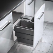 Pull Out Waste Bin Triple Bin Hailo Cargo Synchro Installation behind fronts For cabinet width 500 mm 1x 18L & 2x 13L bins dark grey