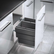 Pull Out Waste Bin Double Bin Hailo Cargo Synchro Installation behind fronts For cabinet width 500 mm 1x 28L & 1x 18L bins dark grey
