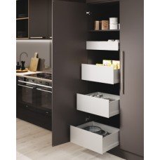 Grass Nova Pro Scala Stack Tower Sets of Pan Drawers with Solid Sides For cabinet width 600 mm 1x standard and 3x pan silver