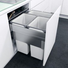 Pull Out Waste Bin 600 mm Vauth-Sagel VS ENVI Space XX Pro S / Pro With synchronised over extension runners For cabinet width 600 mm depth 476 mm 2x 32 + 1x 21 litres - silver