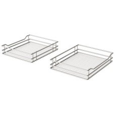 Pull Out Corner Unit Complete Set Classic Silver Linear Wire Baskets Vauth-Sagel VS COR Flex For cabinet width: 900 mm For door width: 450 mm