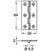 Broad Style Hinge 64 x 35 mm Brass With brass pin Self colour