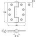 Butt Hinge 102 x 89 mm Grade 316 Stainless Steel Loadmaster ANSI hole pattern (template drilled) Square corners polished