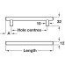 Bar Handle Steel Ø 12 mm Fixing Centres 128-560 mm Barnabus Stainless steel effect fixing centres 775 mm