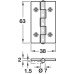 Butt Hinge Unwashered 62 x 38 mm Stainless Steel With stainless steel fixed spun pin Polished