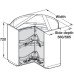 Complete Corner Carousel Unit for 90° Angled Doors Ninka Mondo For door aperture 335 mm side depth 565 mm grey pro(arc non slip trays with chrome edging