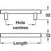 Bar Handle Steel Ø 12 mm Fixing Centres 128-160 mm Bartram Antique copper fixing centres 160 mm