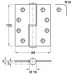 Lift-Off Hinge 102 x 89 mm Grade 316 Stainless Steel Loadmaster ANSI hole pattern (template drilled) Radius corners clockwise closing satin