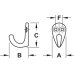 Coat Hook Single Aluminium 30-35 x 36-42 mm Height 42 mm depth 35 mm