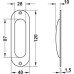 Pull Handle Flush 120 x 40 mm Aluminium FSB Suitable for sliding timber doors Silver anodised