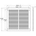 Louvered Air Transfer Grille for use with Intumescent Fire Grille or on their own Mild Steel Satin silver Cut out of door required (width x height): 508 x 508 mm