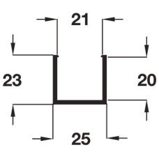 Bottom Support Channel for Folding Patio Doors Slido Fold 100-U Top hung end folding system Length 2500 mm