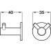 Coat Hook Stainless Steel 40 x Ø 35 mm Face fixing Brushed stainless steel finish