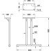 Table Fitting T-Frame Straight Foot Steel Chrome plated with black plastic glides Height 695 mm