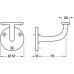 Handrail Bracket Suitable for Flat Based Handrails Depth 73 mm Brass Satin chrome finish