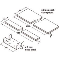 Cavity Widening Set for Sliding Interior Pocket Doors Pocket Hideaway Top hung system For use when door thickness is 44-50 mm