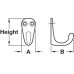 Coat Hook Single Aluminium 30-35 x 36-42 mm Height 42 mm depth 35 mm