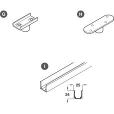 Track and Channel for Interior Doors SF and Hawa-Junior Top hung system Bottom guide channel