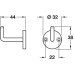 Coat Hook Stainless Steel 44 x 38 mm Face fixing Satin stainless steel finish