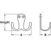 Coat Hook Aluminium 22-34 x 32-48 mm Double Height 48 mm depth 34 mm