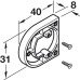 Cover Cap for Cup for Tiomos 95° Glass Door Hinge D shaped polished chrome