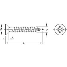Hospa Screw Chipboard Countersunk Head with PZ Cross Slot Fully Threaded Steel Countersunk head Burnished length: 15 mm thread Ø 3 mm PZ1