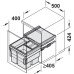 Pull Out Waste Bin Triple Bin Hailo Cargo Synchro Installation behind fronts For cabinet width 500 mm 1x 18L & 2x 13L bins dark grey