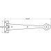 Working Strap Hinge Cast Iron Arrow-Type Black antique Length 390 mm x Height 102 mm