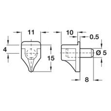 Shelf Support Plug in for Ø 5 mm Hole White
