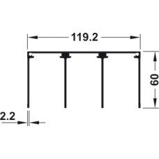 Top Track Triple for Sliding Aluminium Framed Doors Aluflex 80 Bottom rolling system Length 3000 mm