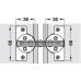 Mitred Hinge Opening angle 120° For 22.5° mitre applications Screw fixing