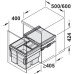 Pull Out Waste Bin Triple Bin Hailo Cargo Synchro Installation behind fronts For cabinet width 600 mm 1x 28L & 2x 13L bins dark grey