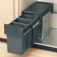 Pull Out Waste Bin 3x 10 Litre Bins HailoTandem Installation behind hinged doors For cabinet width min. 300 mm