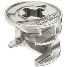 Connector Housing without Rim Zinc Alloy Minifix 15 For wood thickness from 15 mm dim. A: 7.5 mm drilling depth x 12<sup>+0.5</sup> mm nickel coloured