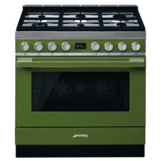 Range Cooker Dual Fuel Pyrolytic Multifunctional Single Cavity 900 mm Smeg Portofino CPF9GPOG - Olive