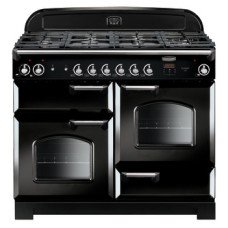 Range Cooker Dual Fuel 1100 mm Rangemaster Classic 110 CLA110DFFBL/C - Black finish chrome trim