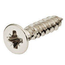Hospa Screw Chipboard Countersunk Head with PZ Cross Slot Fully Threaded Steel Countersunk head Nickel plated length 15 mm thread Ø 3 mm