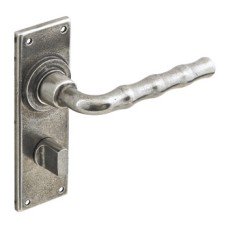 Lever Handles on Backplates for Bathroom Solid Pewter Takara Sprung Lock centres 57 mm