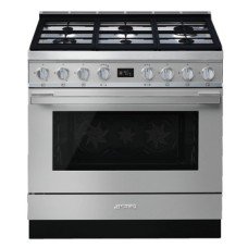 Range Cooker Dual Fuel Pyrolytic Multifunctional Single Cavity 900 mm Smeg Portofino CPF9GPX - Steel