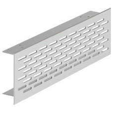 Ventilation Grille for Recess Mounting Height 70 mm Recessed Height 58 mm Flange Depth 28 mm With 20 x 3 mm Oval Slots Arranged in an Offset Pattern Ventilation area 44 cm2 length 250 mm flange length 226 mm silver matt anodised aluminium
